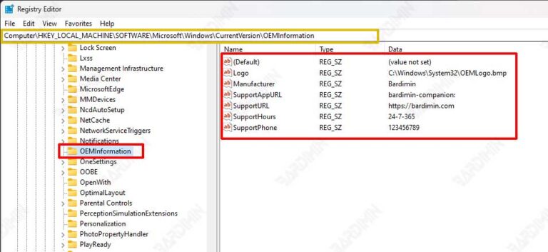 How To Add OEM Support Information In Windows 11