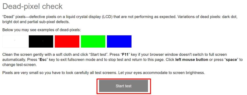 How to test and fix monitor dead pixels