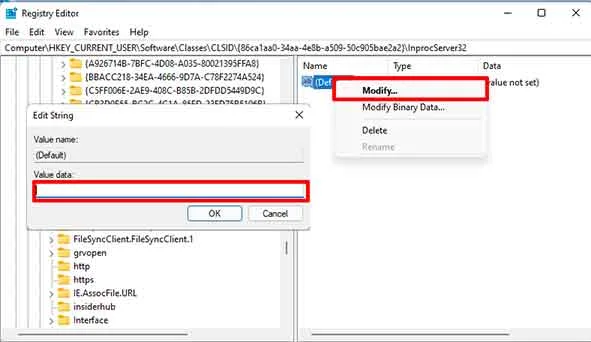modify registry value