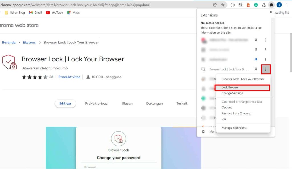 browser lock active