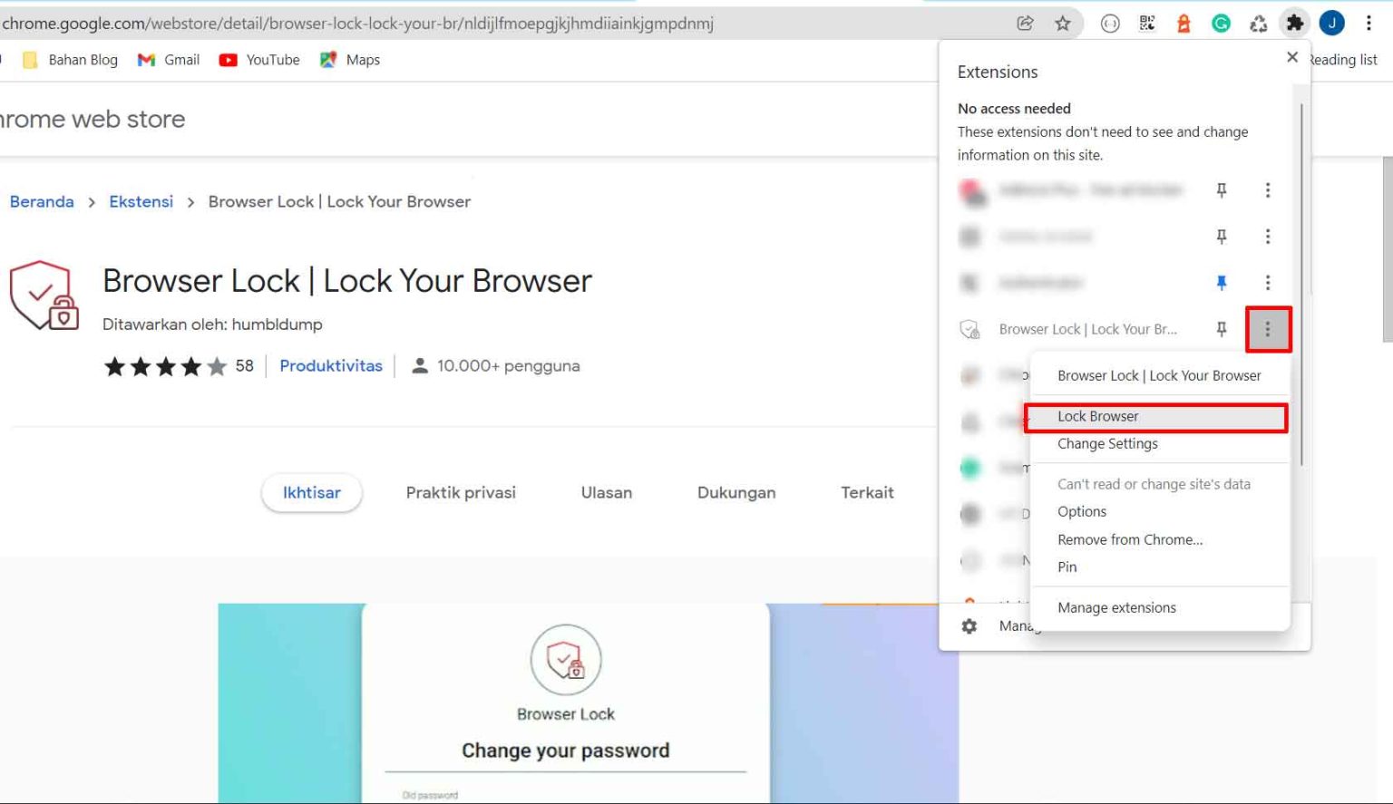 Chrome Lock your Browser with a Password