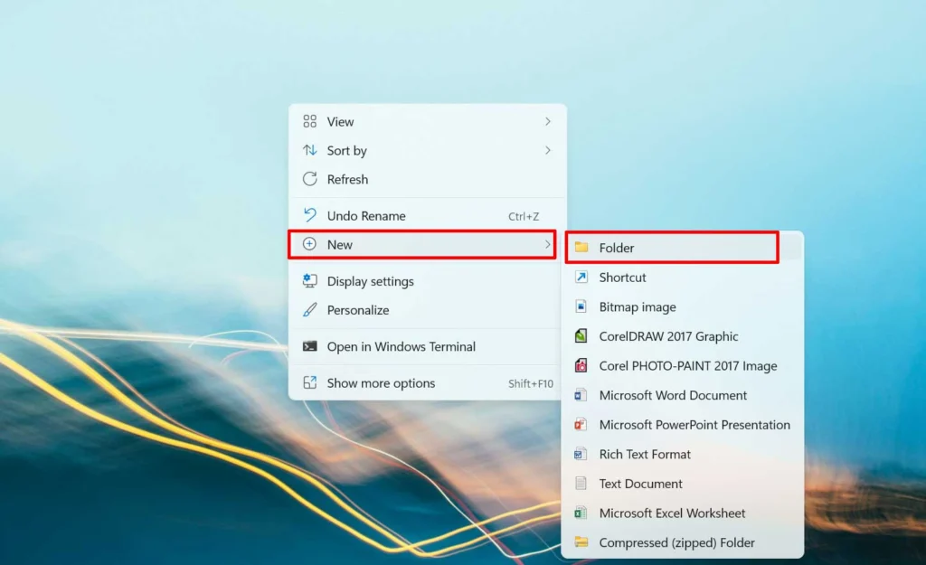 Langkah pertama membuat folder baru untuk Windows God Mode
