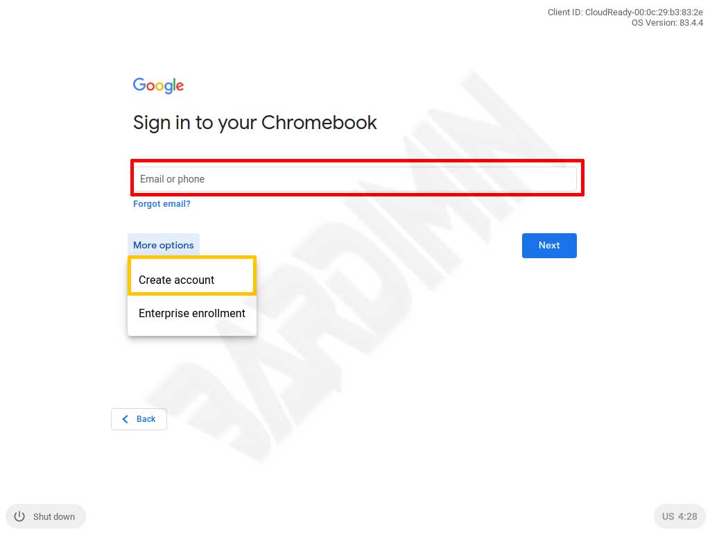 chrome os account