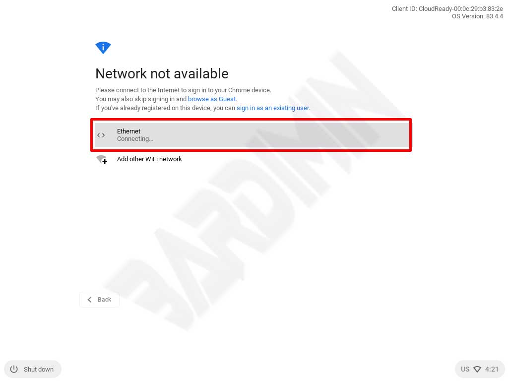 chrome os network stuck