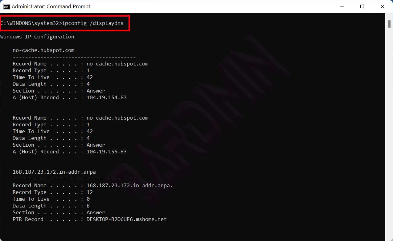 Clear dns cache