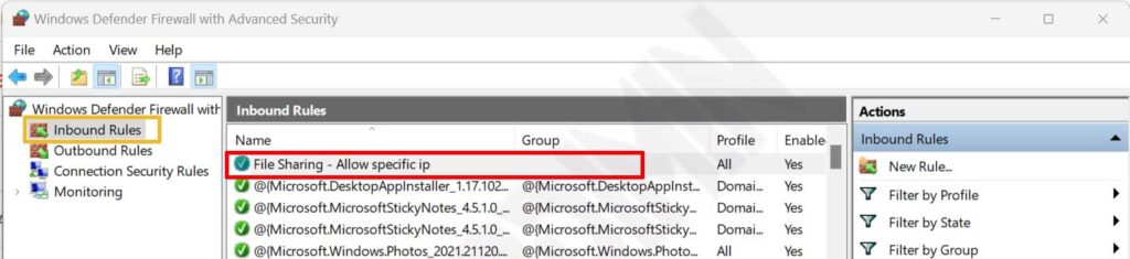 firewall allow specific ip