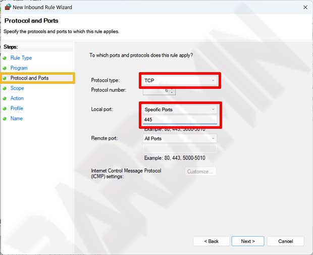 firewall port setting