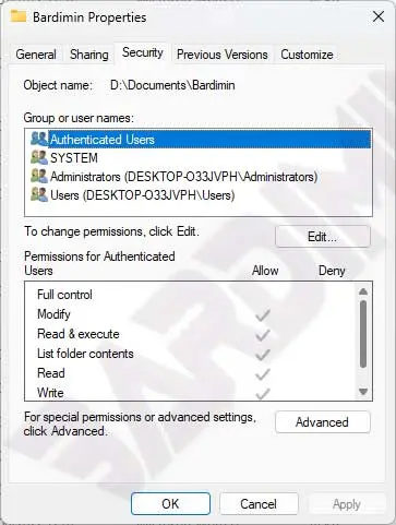 ntfs permission