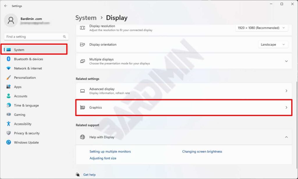 settings graphics