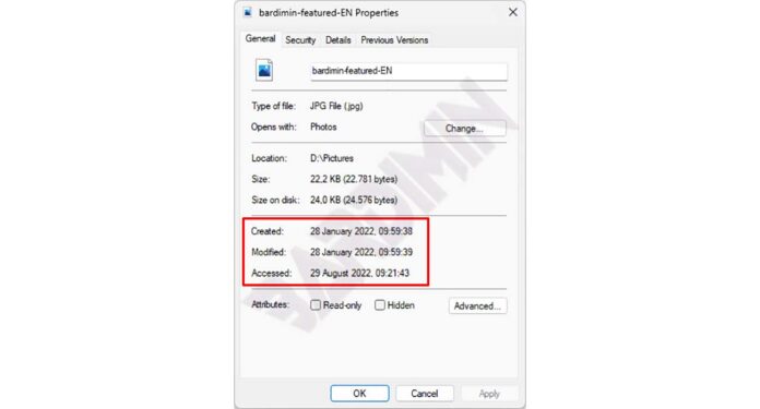 timestamp file timestamp file