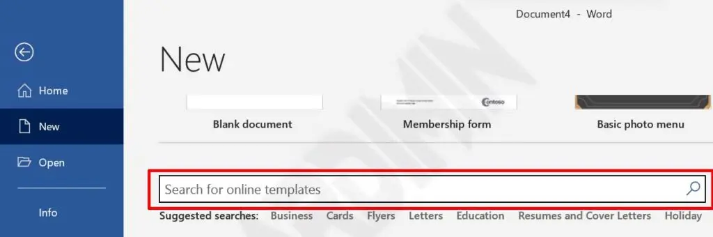 Search online templates
