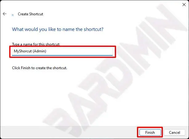 desktop create shortcut name