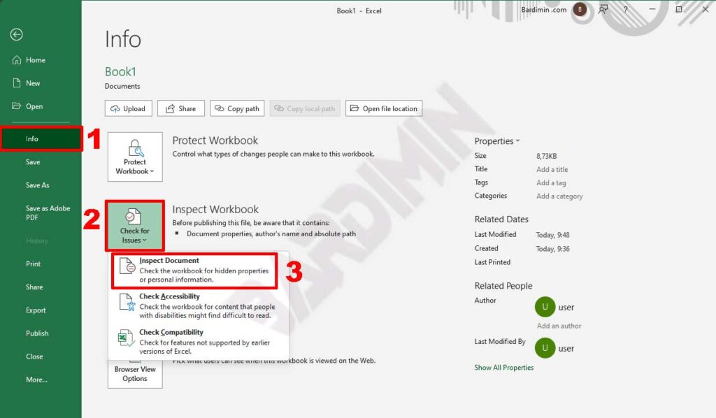 excel inspect documents