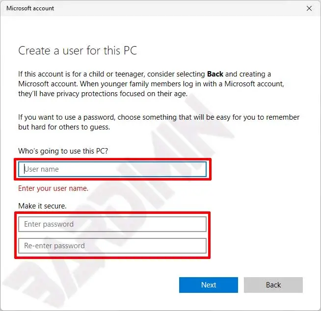 setting account username