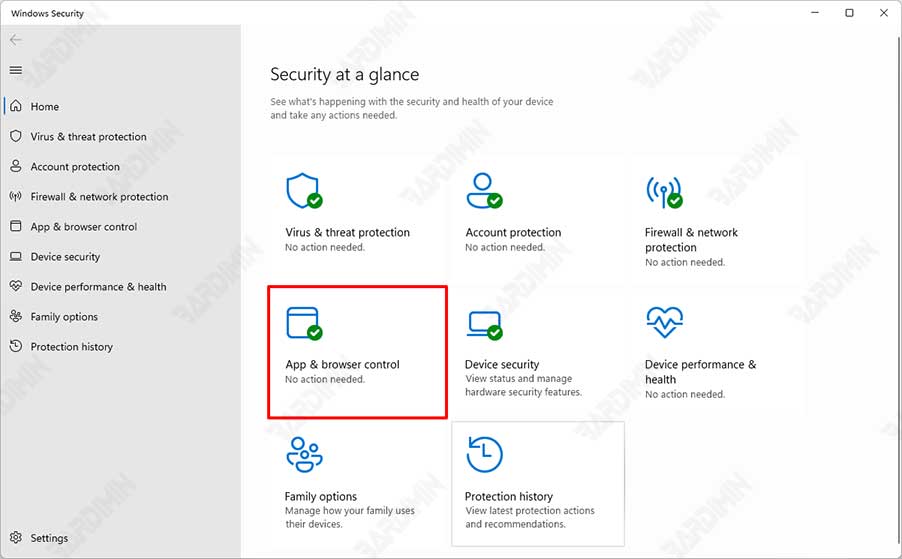 windows security App browser control