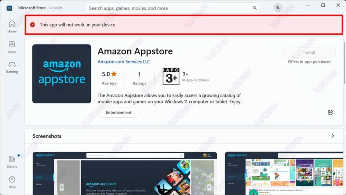 Amazon AppStore Error Amazon AppStore Error