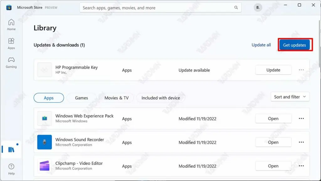 Microsoft Store get updates