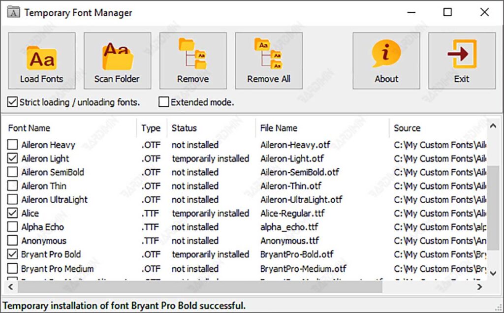 Temporary Font Manager