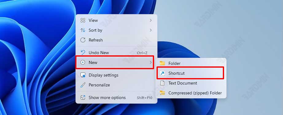 desktop new shortcut