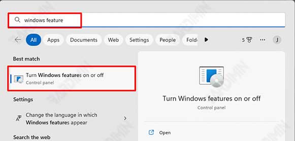 open Turn Windows features on or off