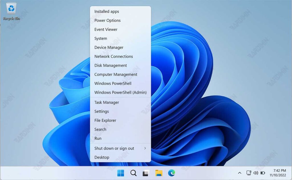 power user menu