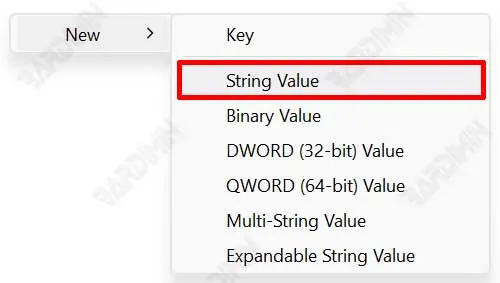 registry new string key