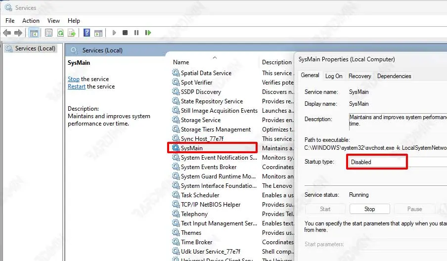 service sysmain