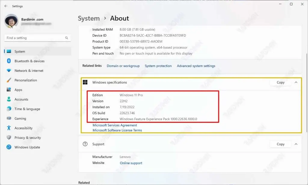 setting about windows 1