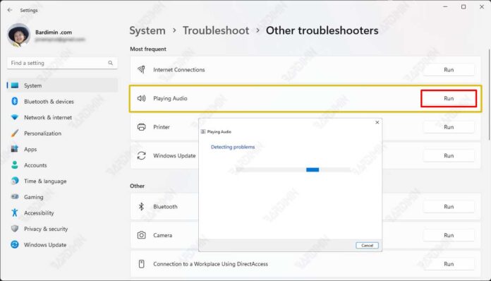 Audio troubleshooter Audio troubleshooter