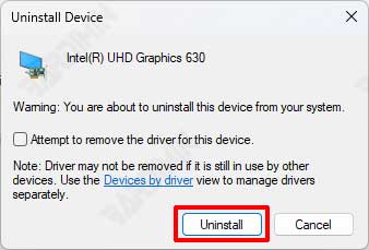 device manager remove driver dialog