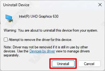 device manager remove driver dialog
