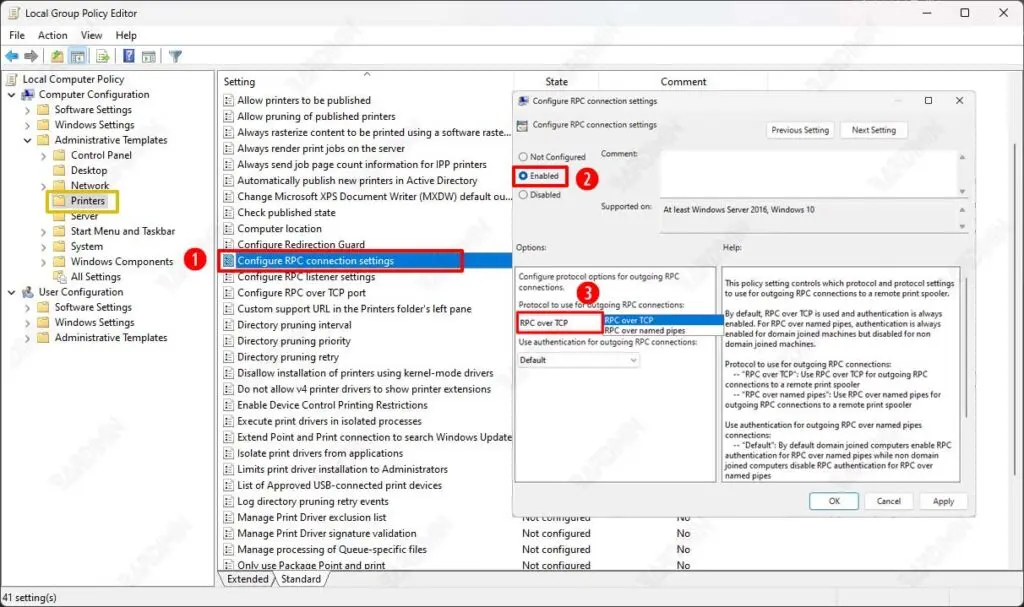 group policy rpc over tcp