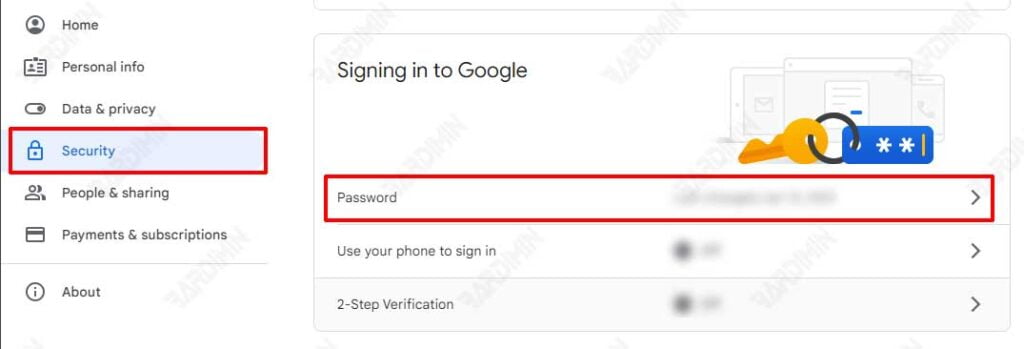 google change password