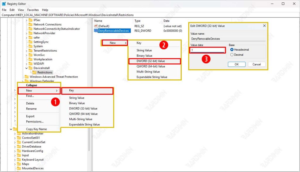 regedit Prevent Removable Storage Devices