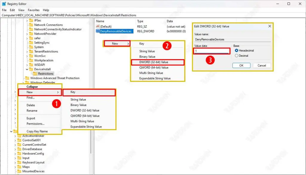 regedit Prevent Removable Storage Devices