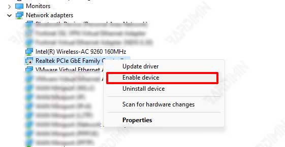 enable network adapter