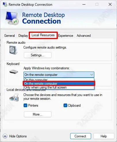 rdp keyboard key
