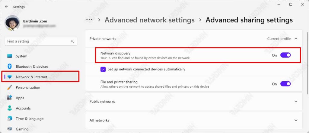 setting network discovery