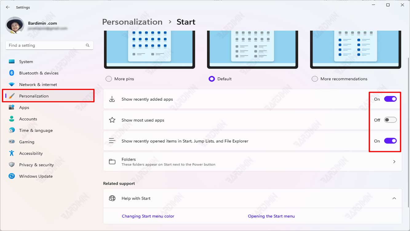 setting recomendation