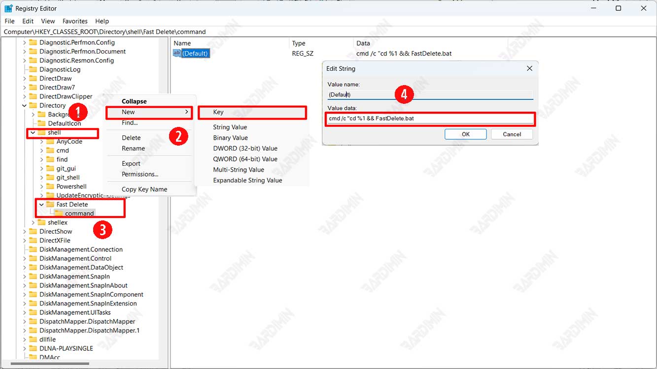 registry fast delete context menu