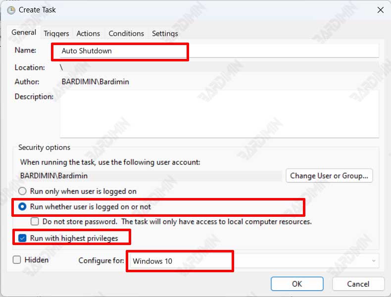 Task Scheduler general auto shutdown