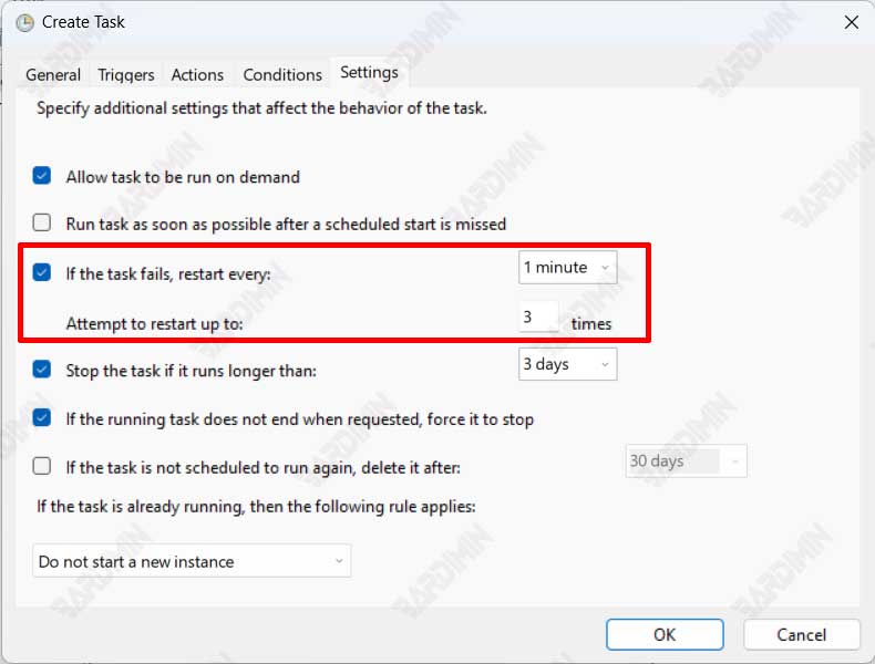 Task Scheduler settings auto shutdown