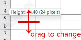 excel change row height