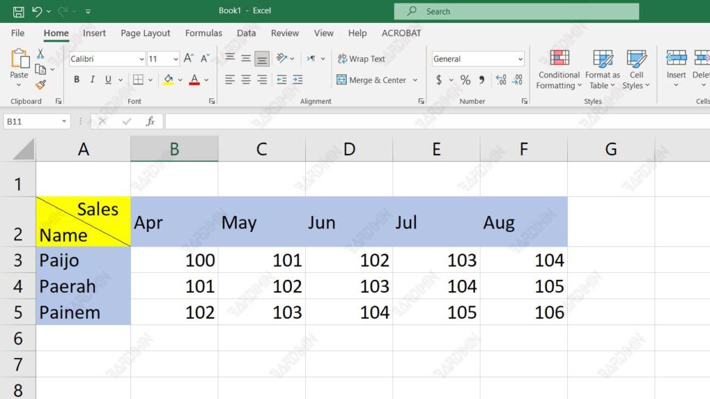 excel diagonal border