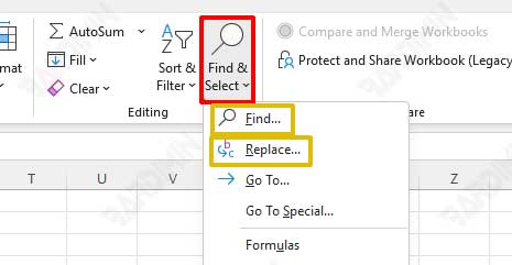 find replace excel