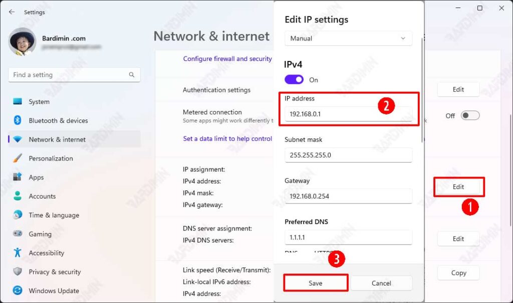 change ip windows 11