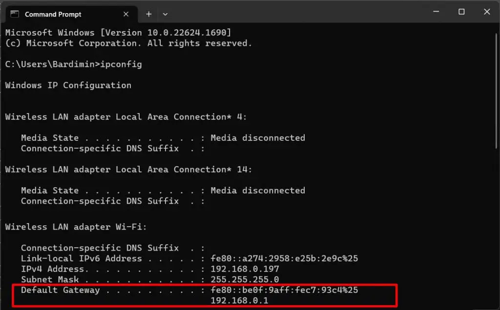 ipconfig cmd