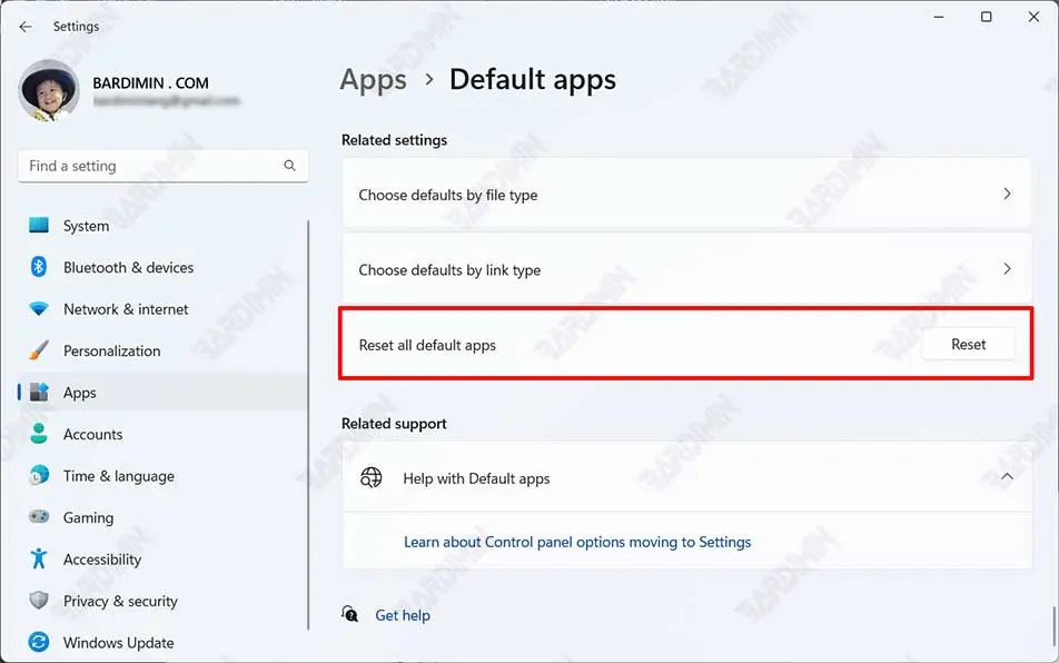 reset default apps