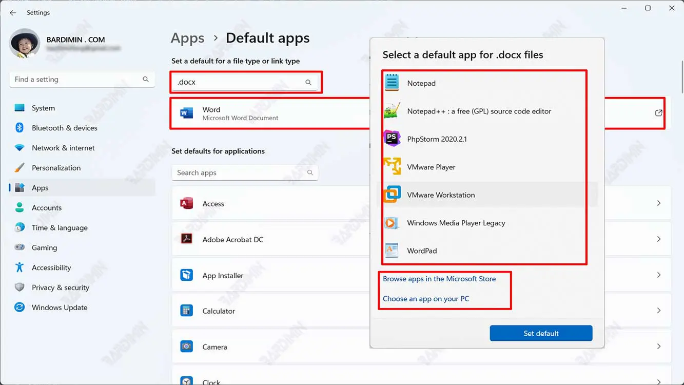 set default apps