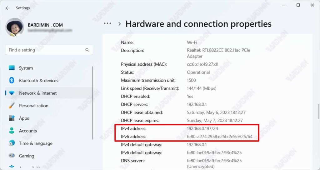 setting Hardware and connection properties